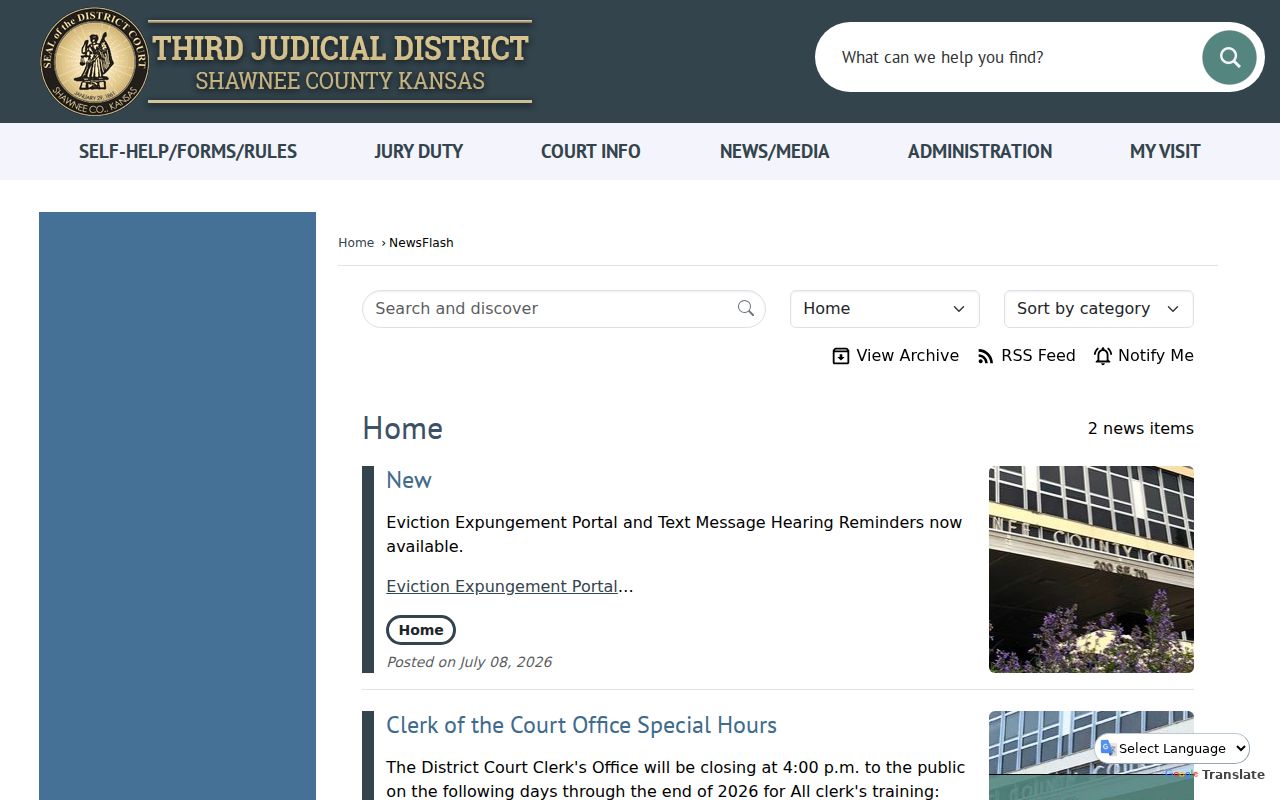 Shawnee County court docket news and calendar changes