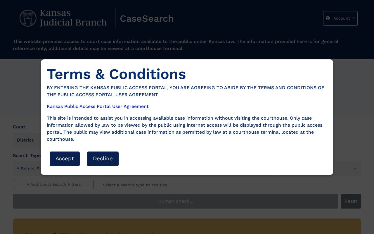 Shawnee County case lookup Kansas CaseSearch fields