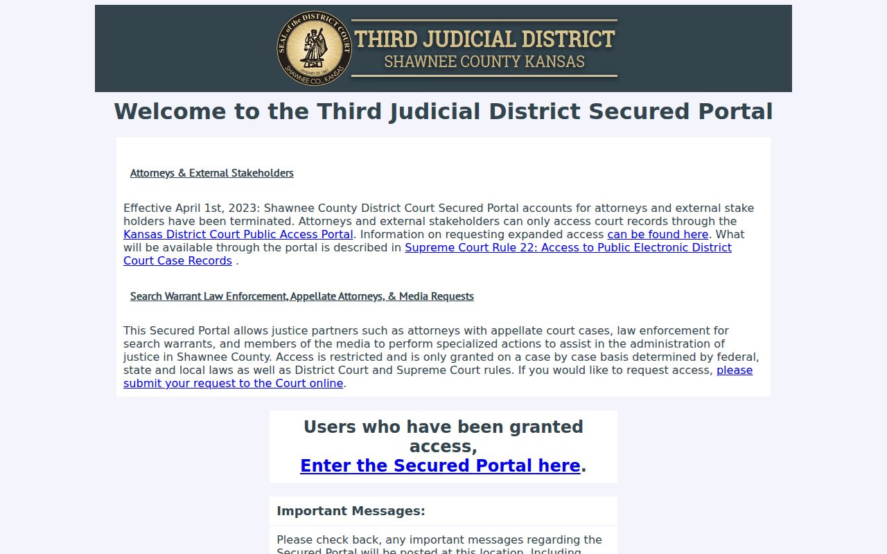 Shawnee County case lookup public access notice