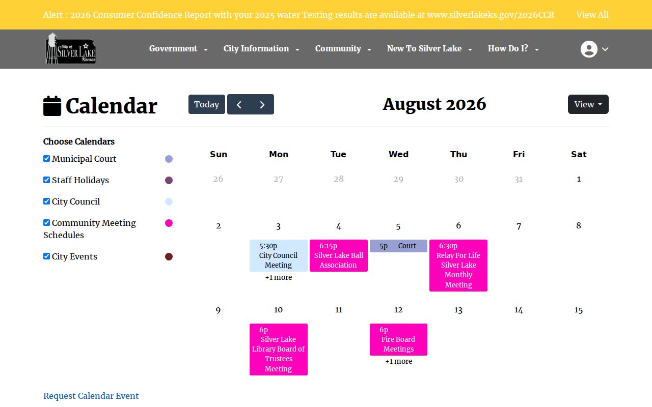 Silver Lake court docket municipal calendar