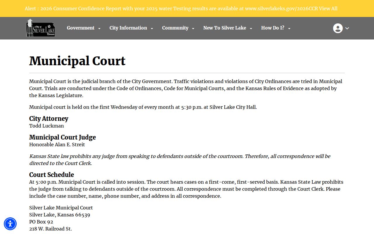 Silver Lake court docket municipal court