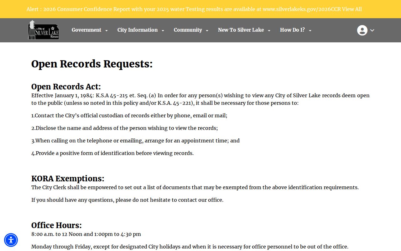 Silver Lake court docket open records request